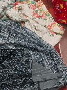 Stylish Grey &amp; Black Saree