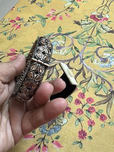 Oxidized Kundan Kada bracelet