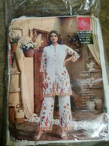 White khadi Kurta with Floral Pants