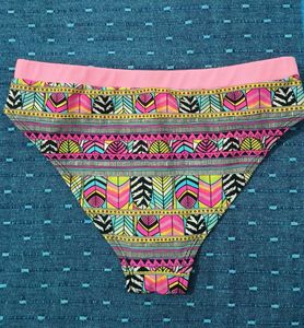 Vibrant Feather Print Bikini Bottom