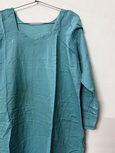 Teal Kurta with Beige Salwar Set