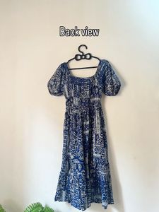 Bohemian Blue Printed Midi Dress