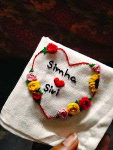 Hand Embroidered handkerchief coustmize any name