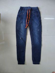 Blue Distressed Denim Joggers