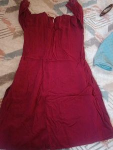 Maroon Kurta with Lace Detail