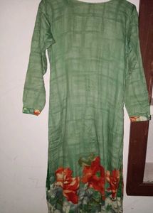 Olive Green Embroidered Kurti