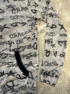 Graffiti Mesh Zip-Up Hoodie
