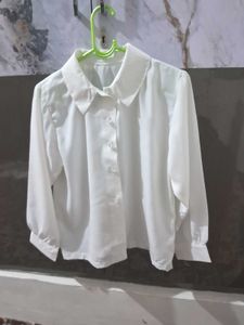 Chic White Collared Button-Up Shirt