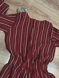 Chic cherry red Striped Jumpsuit