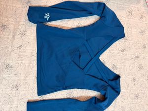 Blue V-Neck Long Sleeve Top