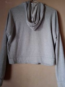 Gray Cropped Hoodie