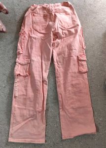 High waisted Pink cargo pant