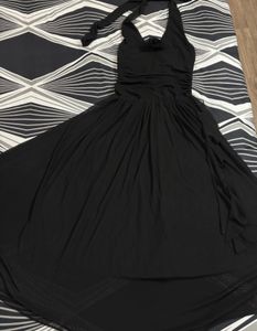 Elegant Black Halter Neck Dress
