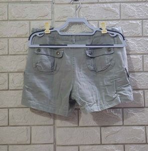 Women's Grey Cotton Cargo Shorts