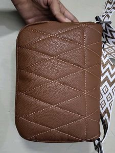 Stylish Brown Quilted Crossbody Bag