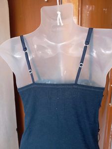 Navy Blue Ruffled Tank Top