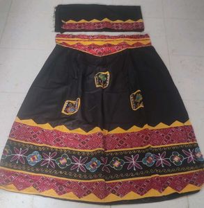 Vintage Black and Red lehenga choli material
