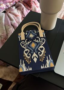Unique Blue Embroidered Clutch Bag