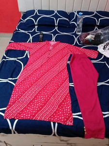 Pink Printed Kurti Set For Summer Wear