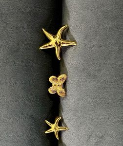Gold Starfish & Flower Stud rings