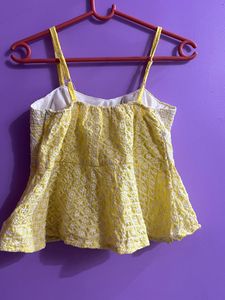 Chic Yellow Lace Peplum Top