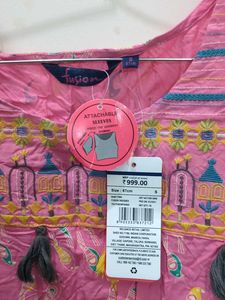 Fusion Pink Embroidered Kurta Dress