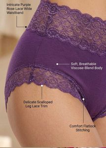 Women's Dark Purple,Navy,Black Lace Trim Brief