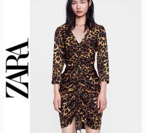 Zara Leopard Print Ruched Dress