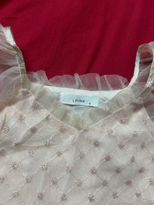 Sheer Embellished Ruffle Top