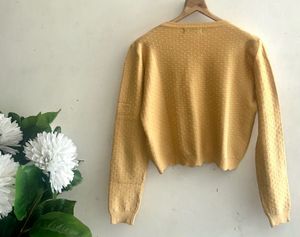 Global Republic Mustard Knit Cropped Sweater (M)
