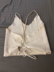 Urbanic White Ribbed Knit Cropped Tank Top