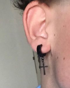Korean Style Unisex Earrings | Black Hoop &amp; Stud