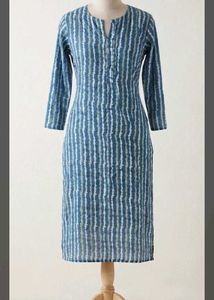 Blue Striped Cotton Kurta