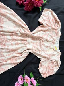Chic Floral Puff Sleeve Midi Dress