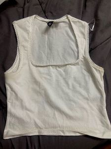H&m White Square Neck Tank Top