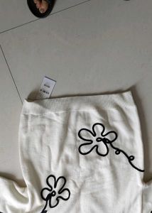 Cream Knit Sweater with Black Detail