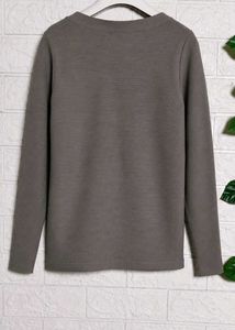 Classic Grey Ribbed Long Sleeve Top