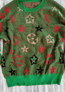 LV printed Patterned Green Sweater