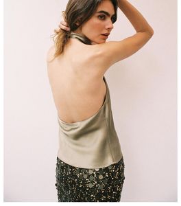 Zara green silk top