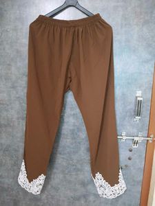 Elegant Brown Kurta Set with White Lace