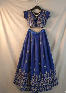Royal Blue Embroidered Lehenga Choli Set