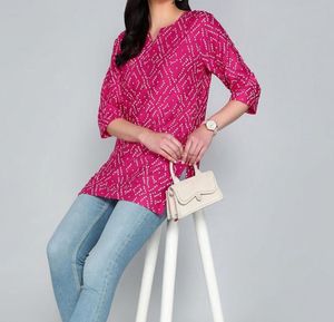 Vibrant Pink Bandhani Print Kurta