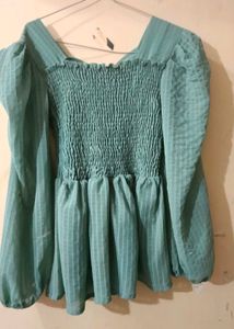 Smocked Square Neck Puff Sleeve Top