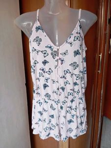 Pink Butterfly Print Romper