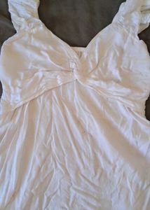 Chic White Twist Front Tunic Top