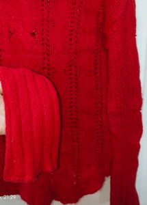 Cozy Red Knit Sweater