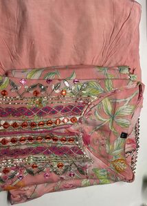 Girls Pink Floral Kurta Set