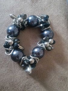 Chunky Pearl Beaded Bracelet with Tassel 2 piece