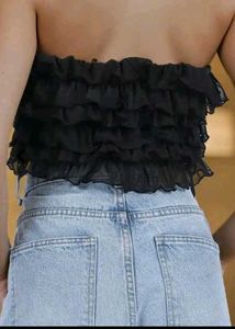 Ruffle Strapless Crop Top