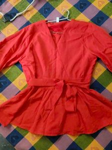 Chic Red Peplum Top